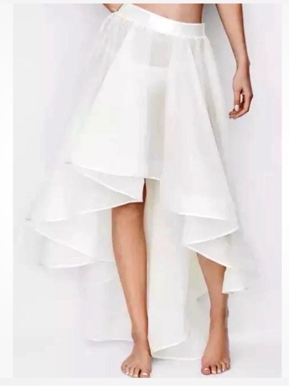 Victoria's Secret White High-Low Layered Chiffon Skirt